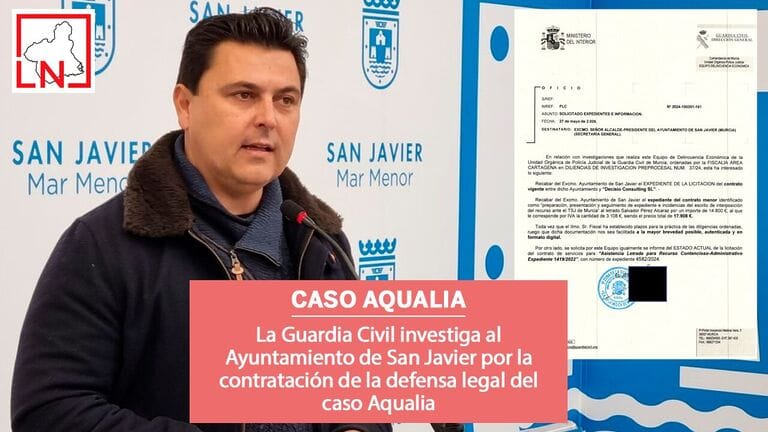 La Guardia Civil investiga al Ayuntamiento de San Javier por la contratación de la defensa legal del caso Aqualia