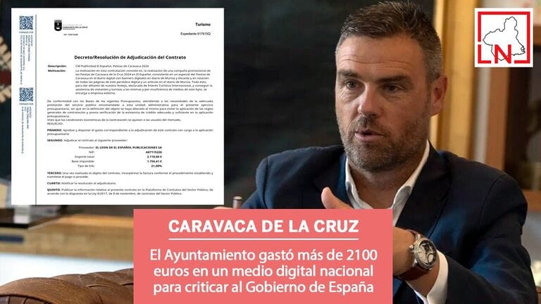 El Ayuntamiento de Caravaca de la Cruz gastó más de 2100 euros en un medio digital nacional para criticar al Gobierno de España