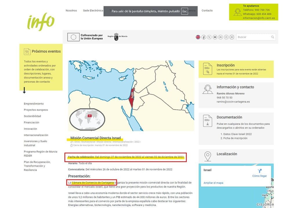 La misión comercial a Israel para la que el INFO contrató al dueño de Zakut costó casi el doble que la anterior sin su participación