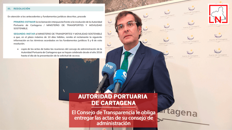 El Consejo de Transparencia obliga a la Autoridad Portuaria de Cartagena a entregar las actas de su consejo de administración