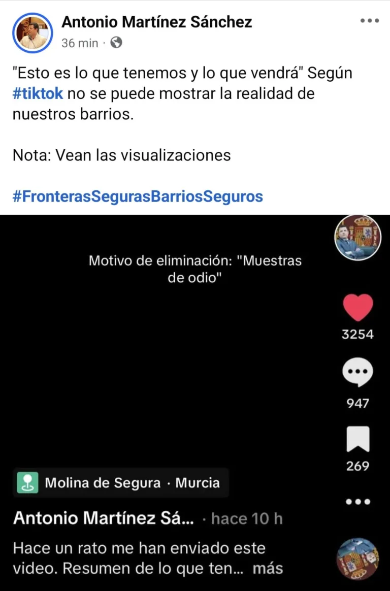 El PSOE de Molina de Segura denuncia el vídeo xenófobo del teniente de alcalde de VOX