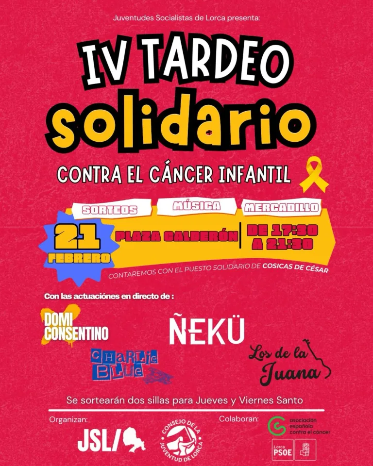 Juventudes Socialistas de Lorca organiza la cuarta edición del 'Tardeo contra el Cáncer Infantil'