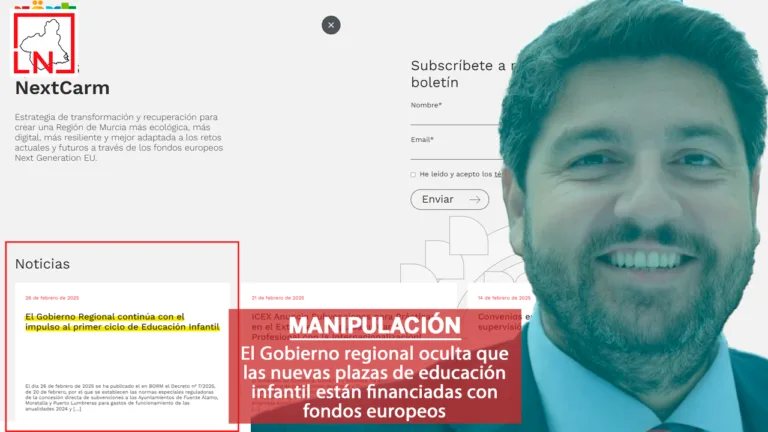 El Gobierno regional oculta que las nuevas plazas de educación infantil están financiadas con fondos europeos