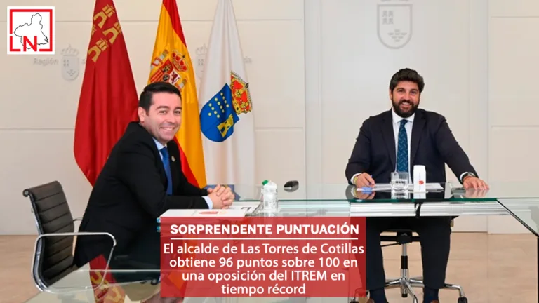 El alcalde de Las Torres de Cotillas obtiene 96 puntos sobre 100 en una oposición del ITREM en tiempo récord