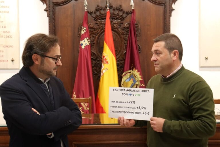 PSOE denuncia una nueva subida del agua impulsada por PP y VOX en Lorca