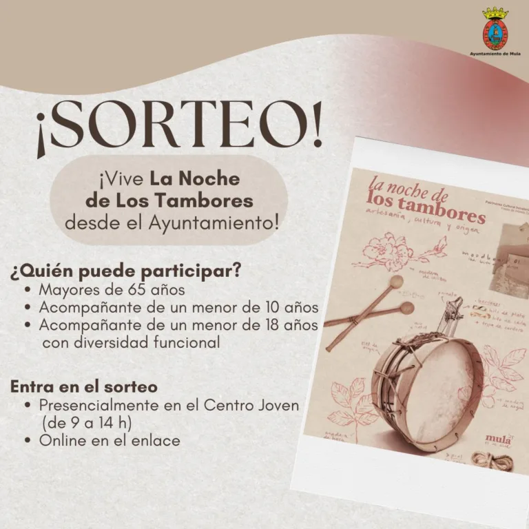 El Ayuntamiento de Mula sortea tres plazas para presenciar la Noche de los Tambores desde el balcón municipal