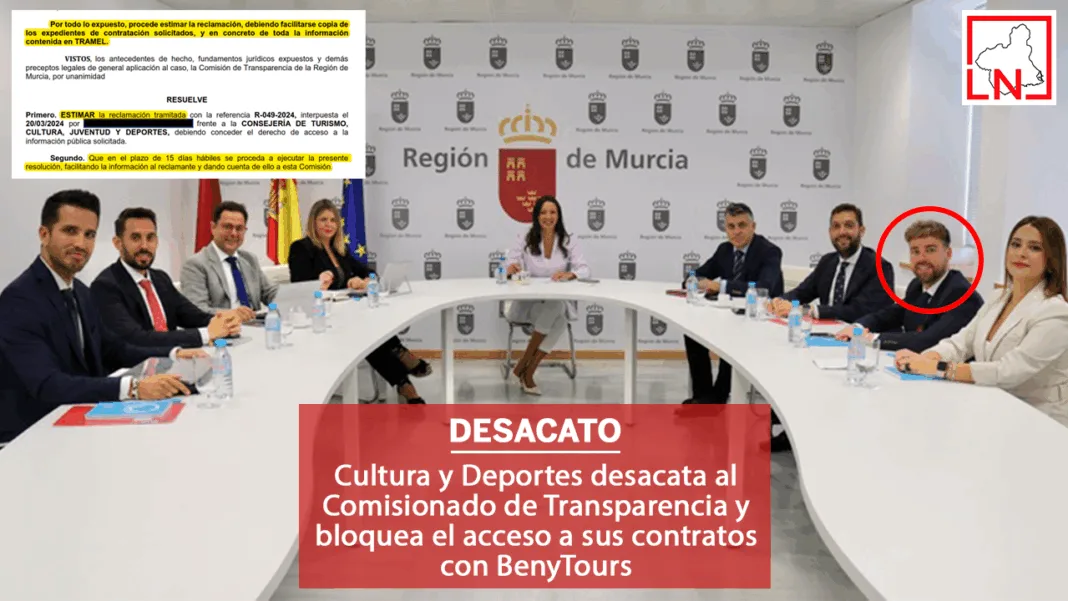 DESACATO Cultura y Deportes desacata al Comisionado de Transparencia y bloquea el acceso a sus contratos con BenyTours