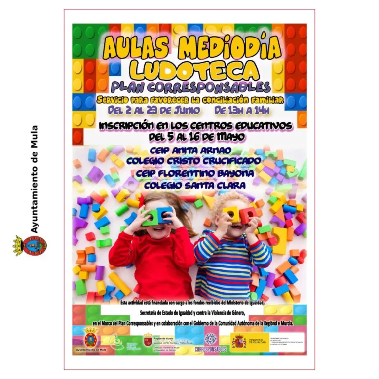 Mula abre el plazo de inscripción para las Aulas de Mediodía del Plan Corresponsables