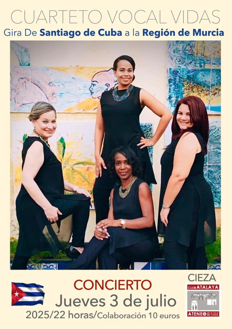 El Cuarteto cubano Vocal Vidas actuará en el Club Atalaya de Cieza el 3 de julio