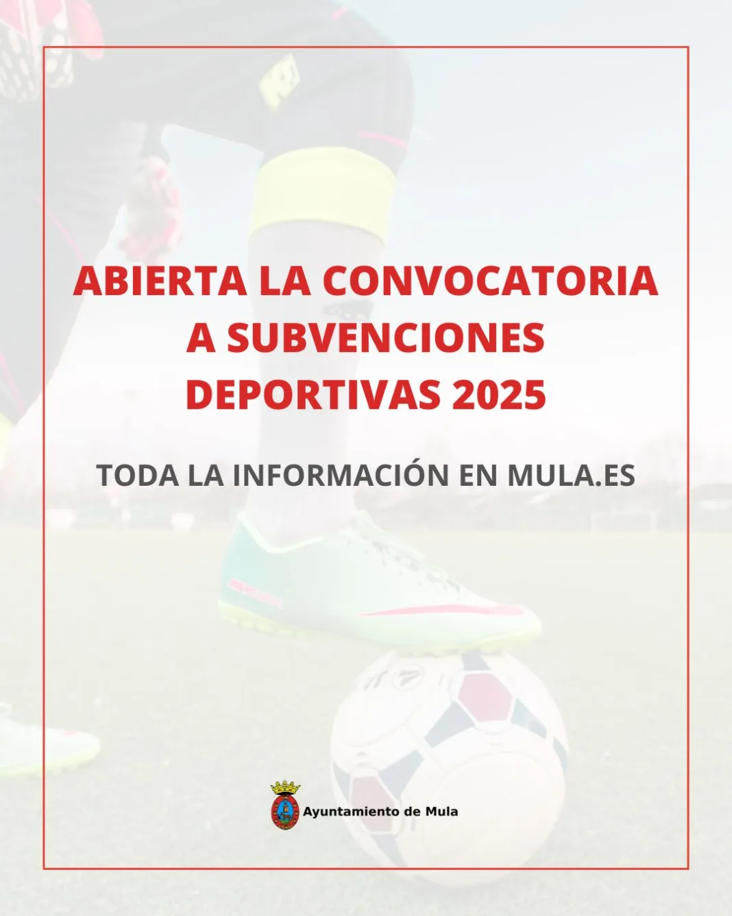 Mula abre el plazo para solicitar subvenciones deportivas del ejercicio 2025