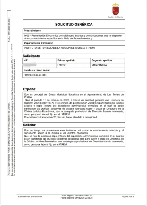 Noguera no se presenta a la fase decisiva de la oposición del ITREM tras liderar la puntuación en conocimientos Noguera no se presenta a la fase decisiva de la oposición del ITREM tras liderar la puntuación en conocimientos