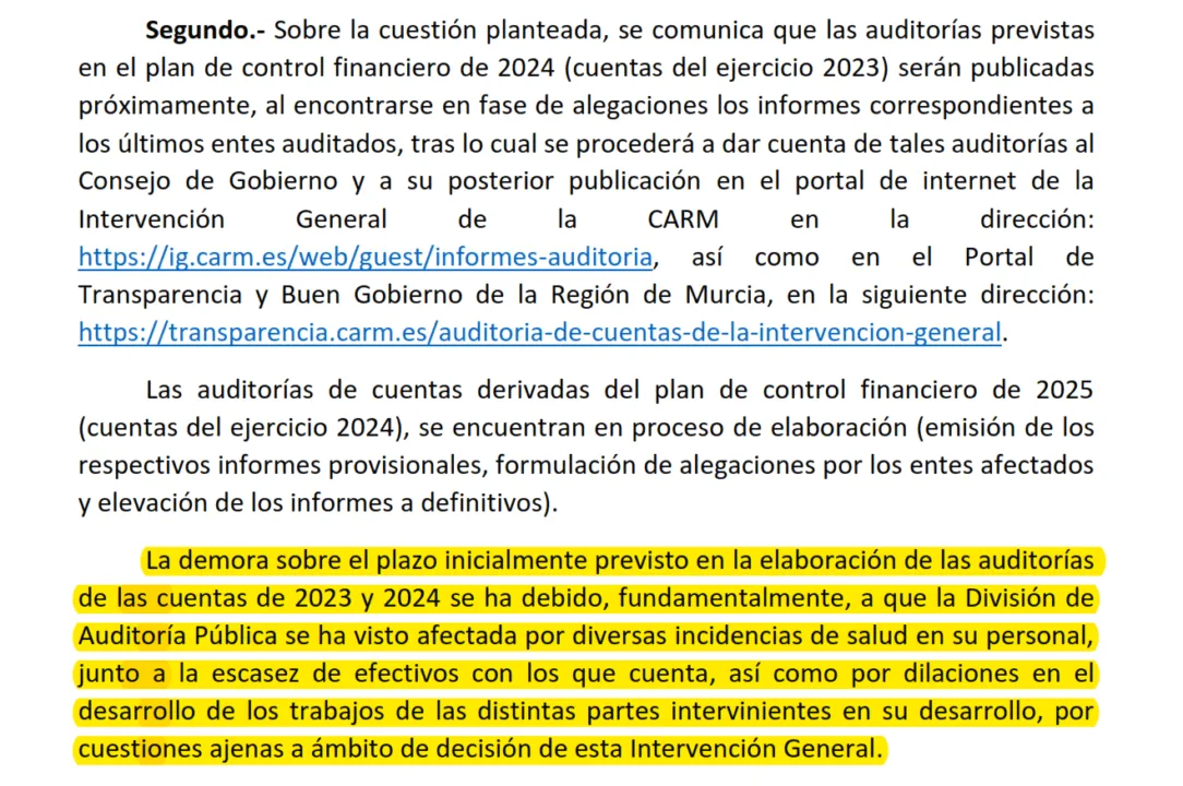 El Interventor General admite falta de personal como causa del retraso en los informes de auditoría que exige la ley El Interventor General admite falta de personal como causa del retraso en los informes de auditoría que exige la ley