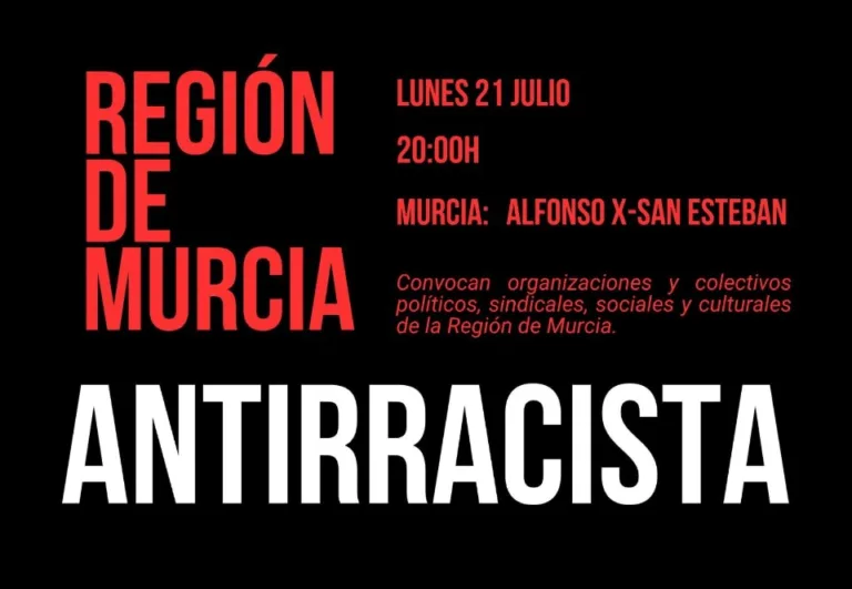 Región de Murcia organiza manifestación “Región de Murcia antirracista” contra la violencia en Torre Pacheco