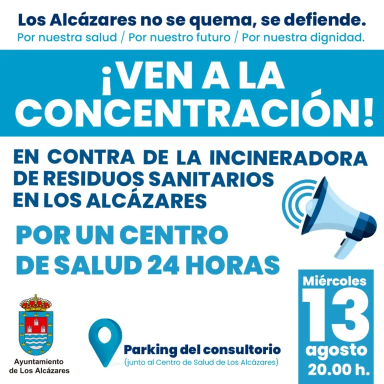 Los Alcázares se moviliza por su salud: manifestación el 13 de agosto por un centro 24 horas y contra la incineradora de residuos sanitarios