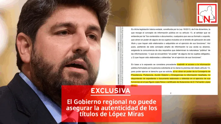 El Gobierno regional no puede asegurar la autenticidad de los títulos de López Miras