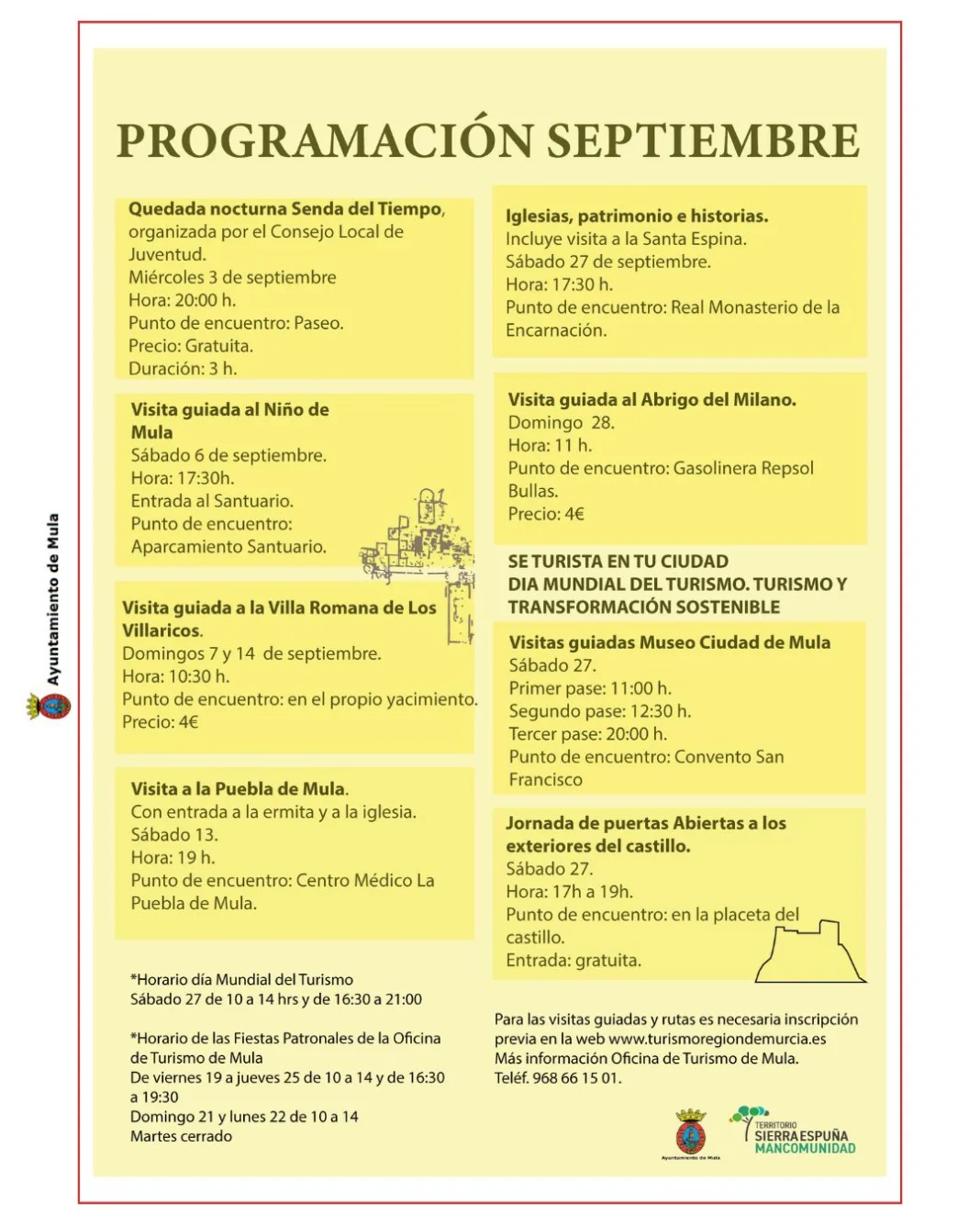 turismo Mula presenta su programación turística de septiembre con protagonismo de las Fiestas Patronales