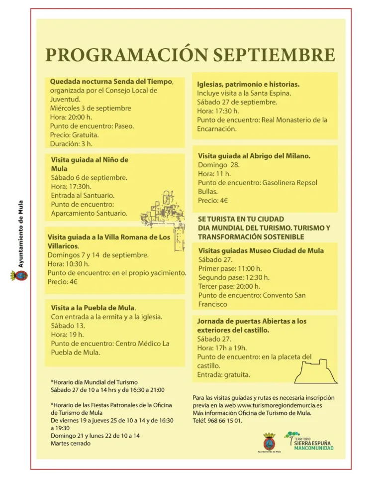 Mula presenta su programación turística de septiembre con protagonismo de las Fiestas Patronales