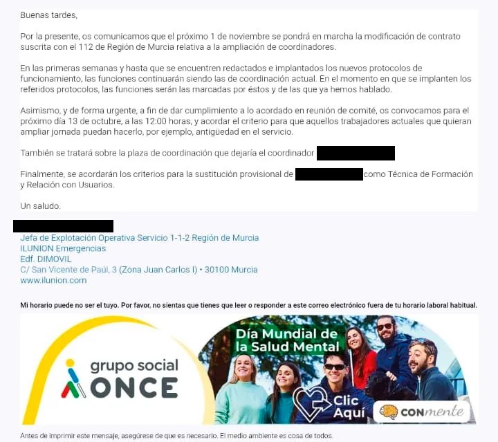 Ilunion da marcha atrás y continuará al frente del 112 hasta 2026 Ilunion da marcha atrás y continuará al frente del 112 hasta 2026