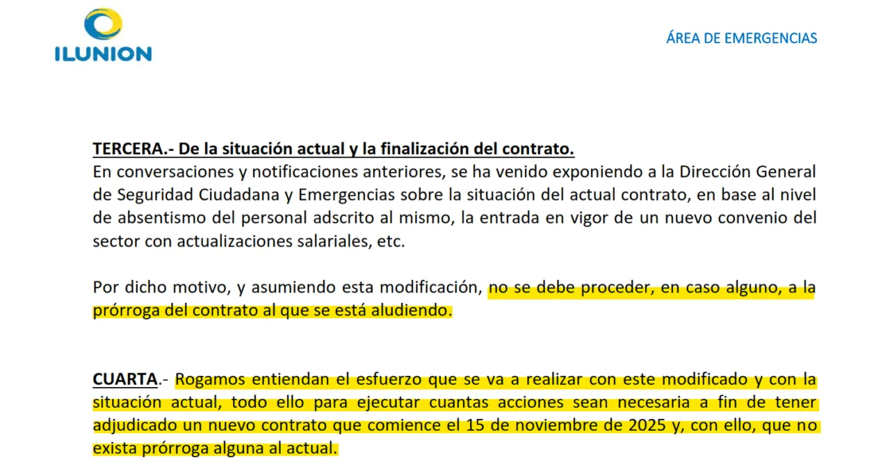Ilunion avisa al Gobierno regional que no desea prorrogar el servicio del 112