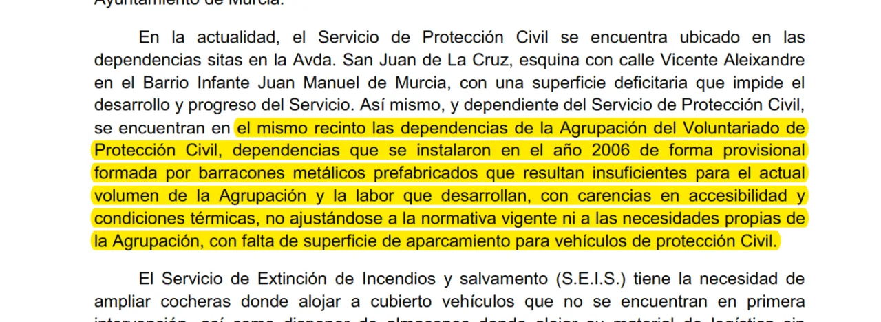 Exigen el cierre inmediato de los barracones de Protección Civil de Murcia por riesgo para voluntarios y ciudadanía Exigen el cierre inmediato de los barracones de Protección Civil de Murcia por riesgo para voluntarios y ciudadanía