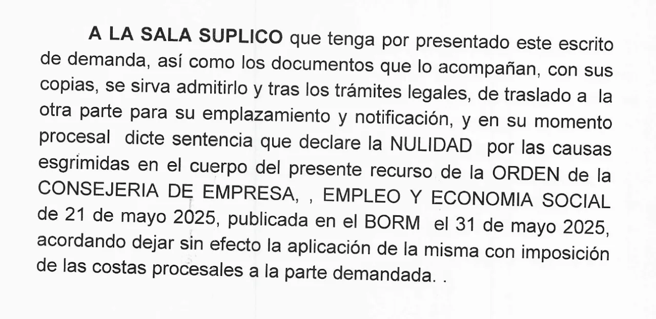 El TSJ de Murcia admite el recurso de la Unión de Consumidores contra la subida del agua en San Pedro del Pinatar El TSJ de Murcia admite el recurso de la Unión de Consumidores contra la subida del agua en San Pedro del Pinatar
