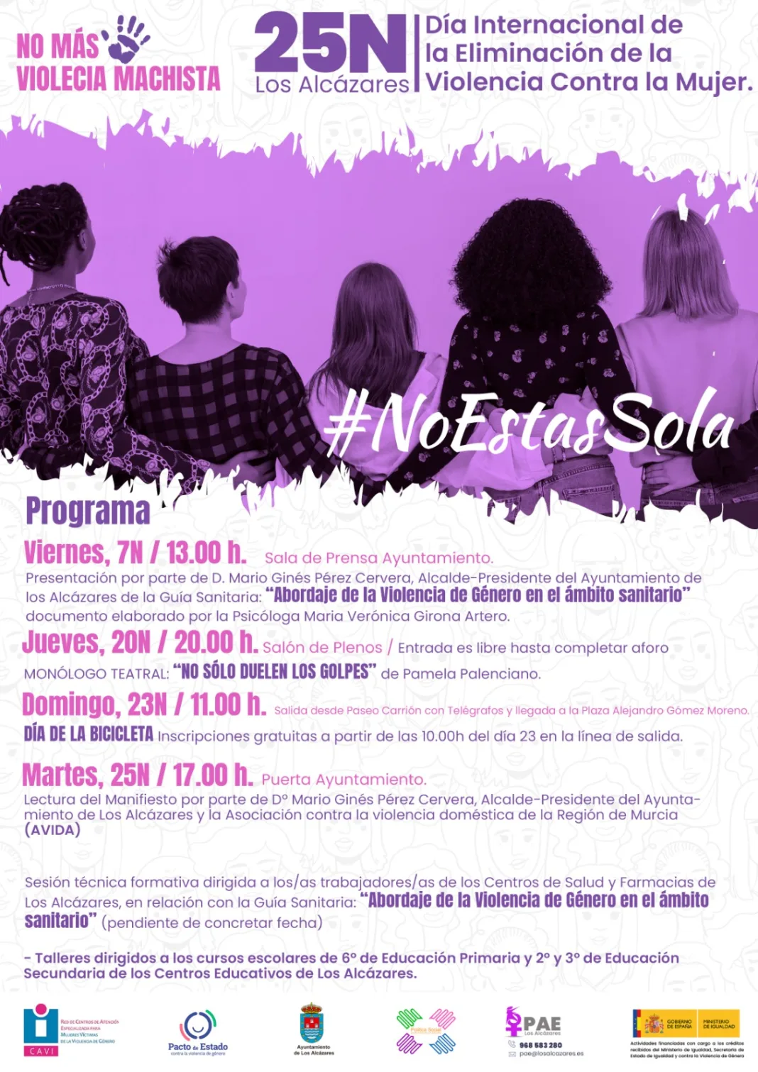 Los Alcázares conmemora el 25N con un mes de actividades para sensibilizar y luchar contra la violencia de género