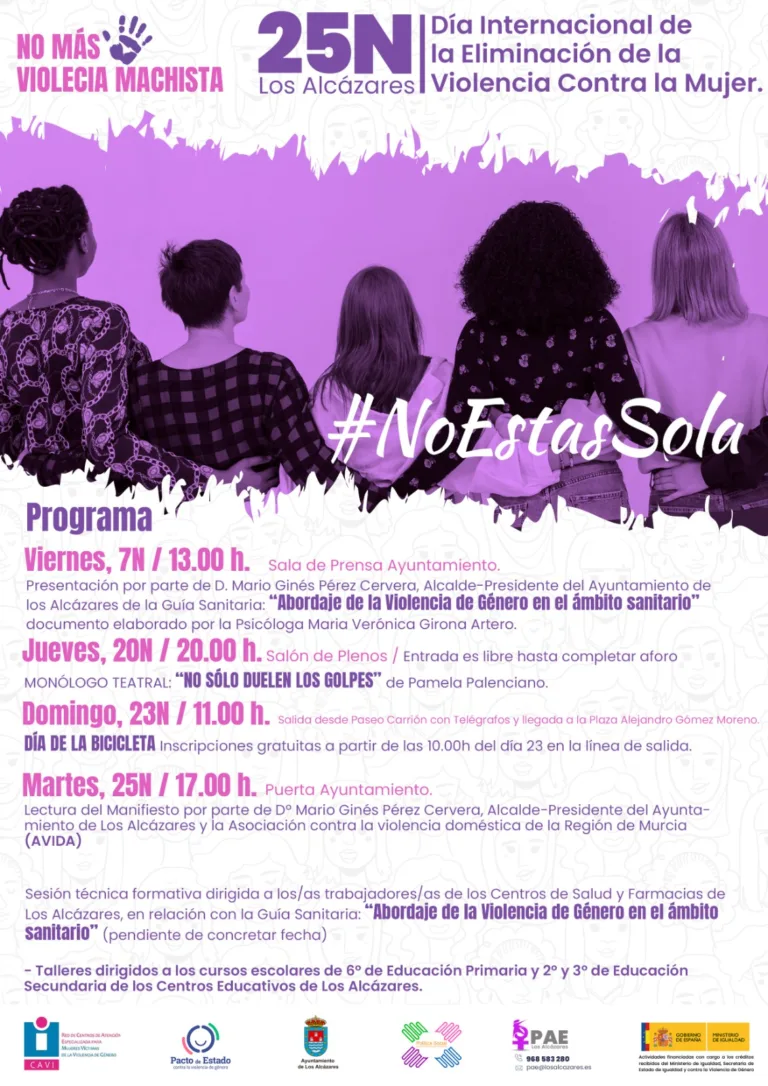 Los Alcázares conmemora el 25N con un mes de actividades para sensibilizar y luchar contra la violencia de género