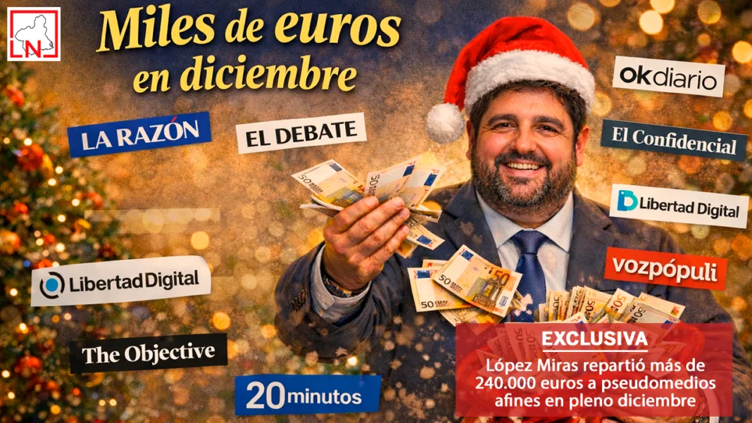 López Miras repartió más de 240.000 euros a pseudomedios afines en pleno diciembre