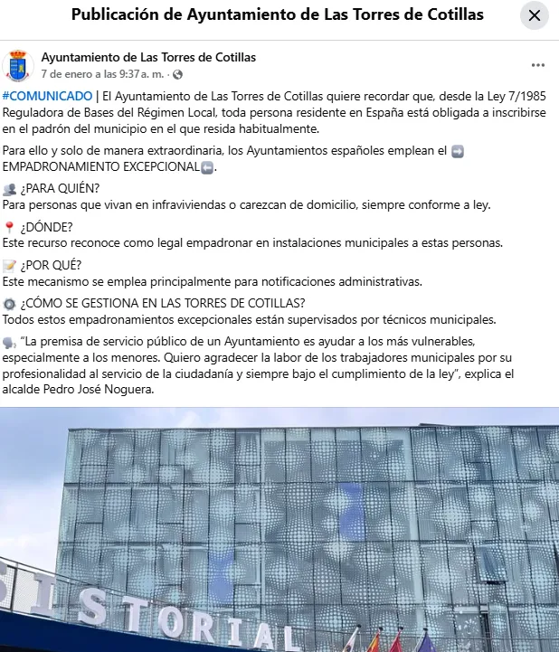 El concejal de Seguridad de Las Torres de Cotillas acusa irregularidades en el padrón y el Ayuntamiento lo desmiente