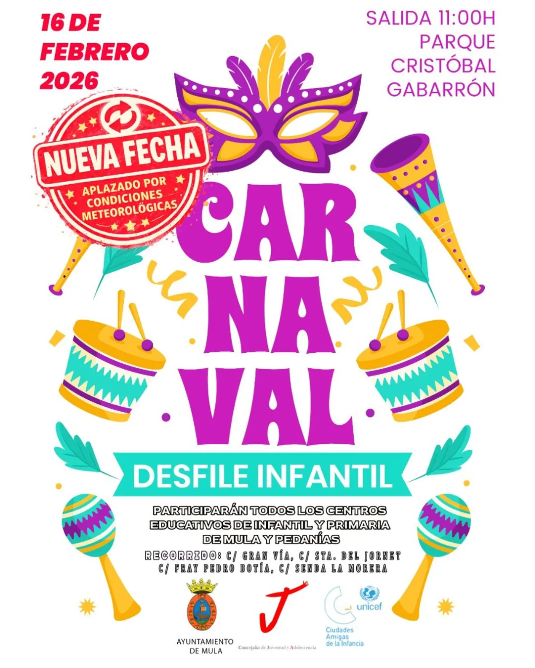 Mula reprograma los desfiles del Carnaval 2026 tras el aplazamiento por el viento Mula reprograma los desfiles del Carnaval 2026 tras el aplazamiento por el viento