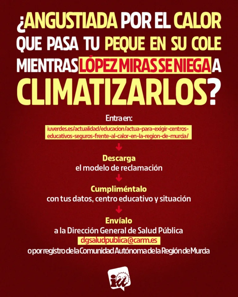IU-Verdes lanza una campaña para exigir aulas seguras frente al calor
