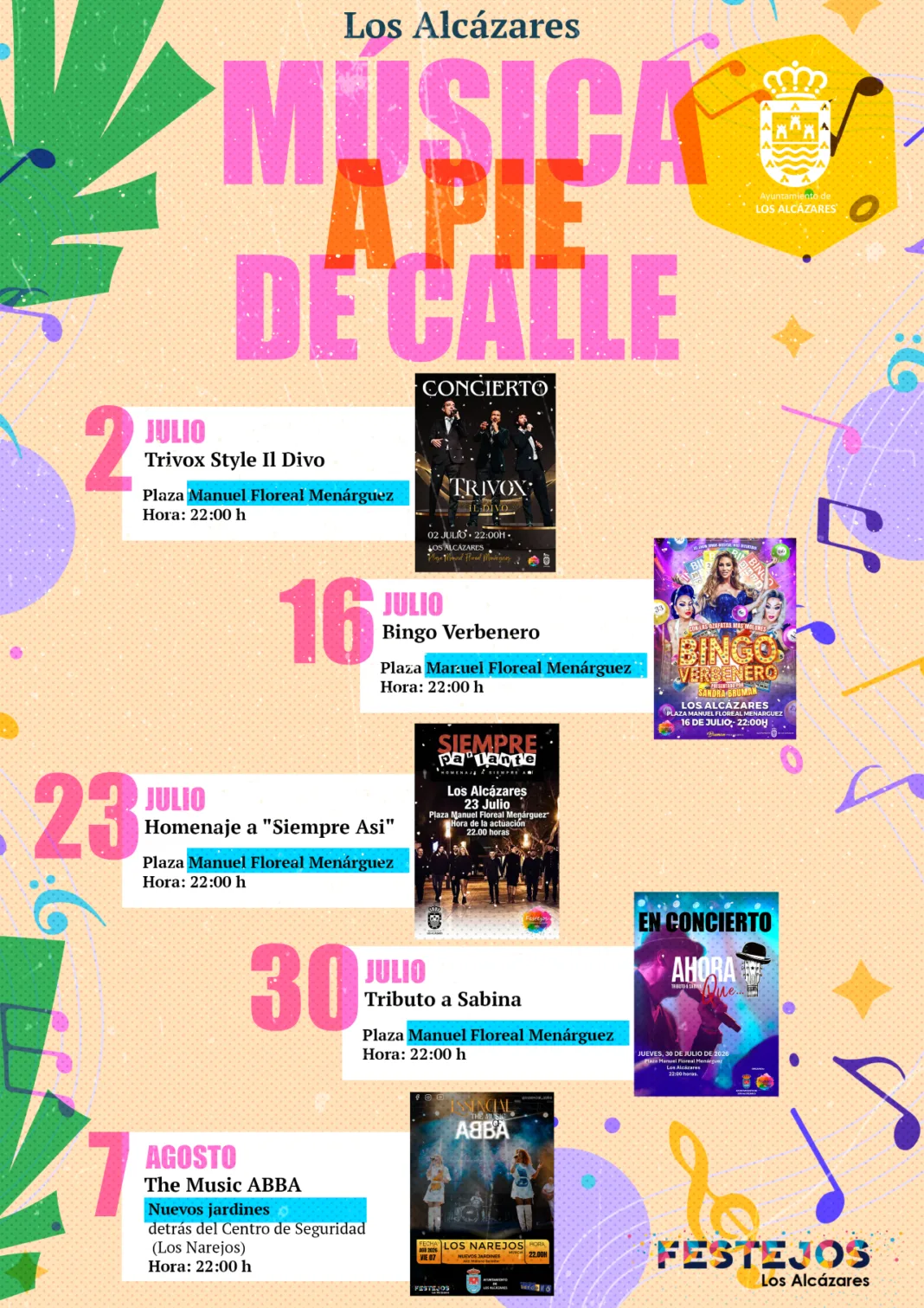Los Alcázares llenará de música en directo las noches de verano con cinco conciertos gratuitos