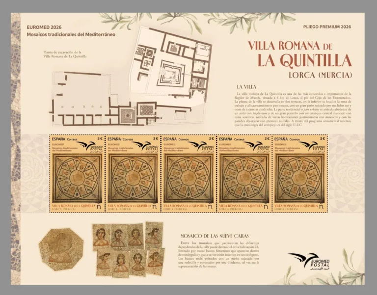 Correos dedica un sello al mosaico romano de La Quintilla de Lorca