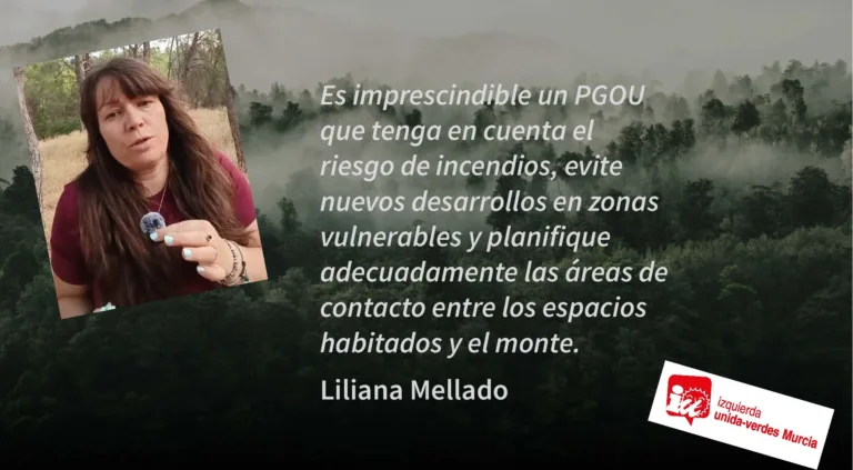 IU-Verdes exige que el PGOU de Murcia incorpore el riesgo de incendios