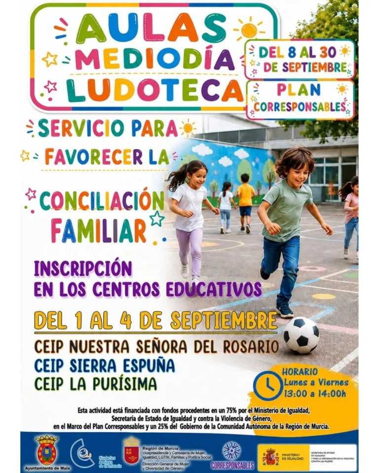 Mula amplía el Plan Corresponsables con aulas gratuitas durante todo el curso