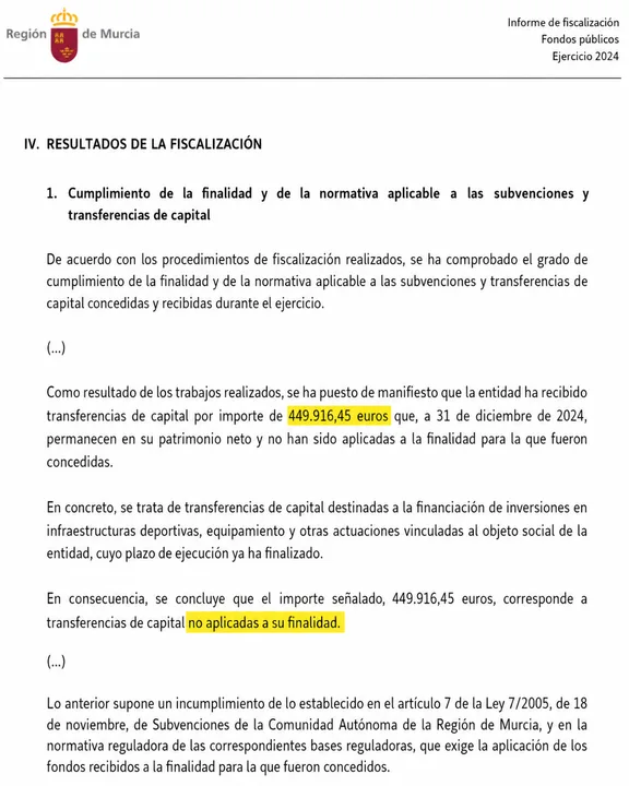 Región de Murcia Deportes presume de excelencia pese a cinco años de fallos pendientes Región de Murcia Deportes presume de excelencia pese a cinco años de fallos pendientes
