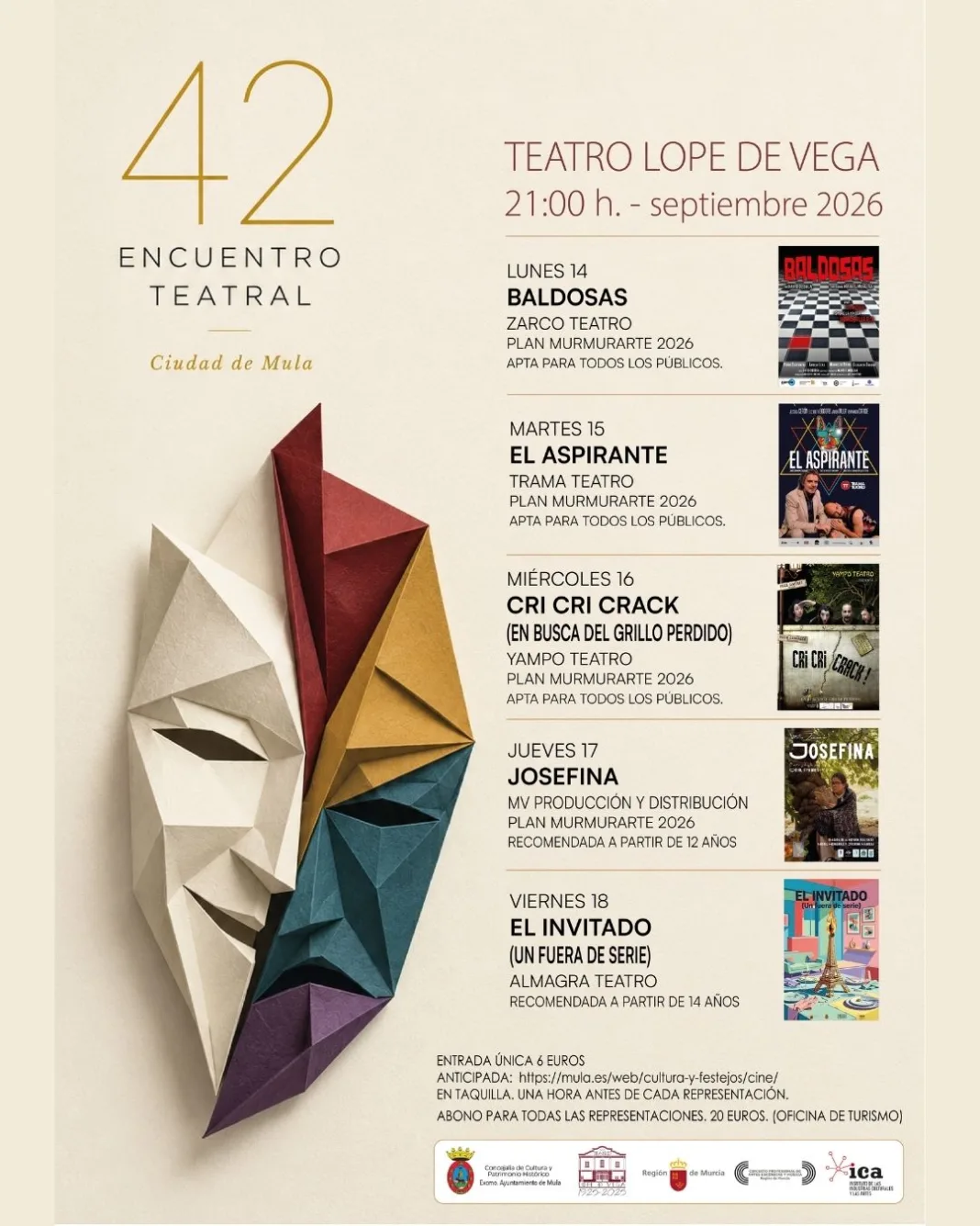Mula abre la venta de entradas para cinco noches de teatro en el Lope de Vega