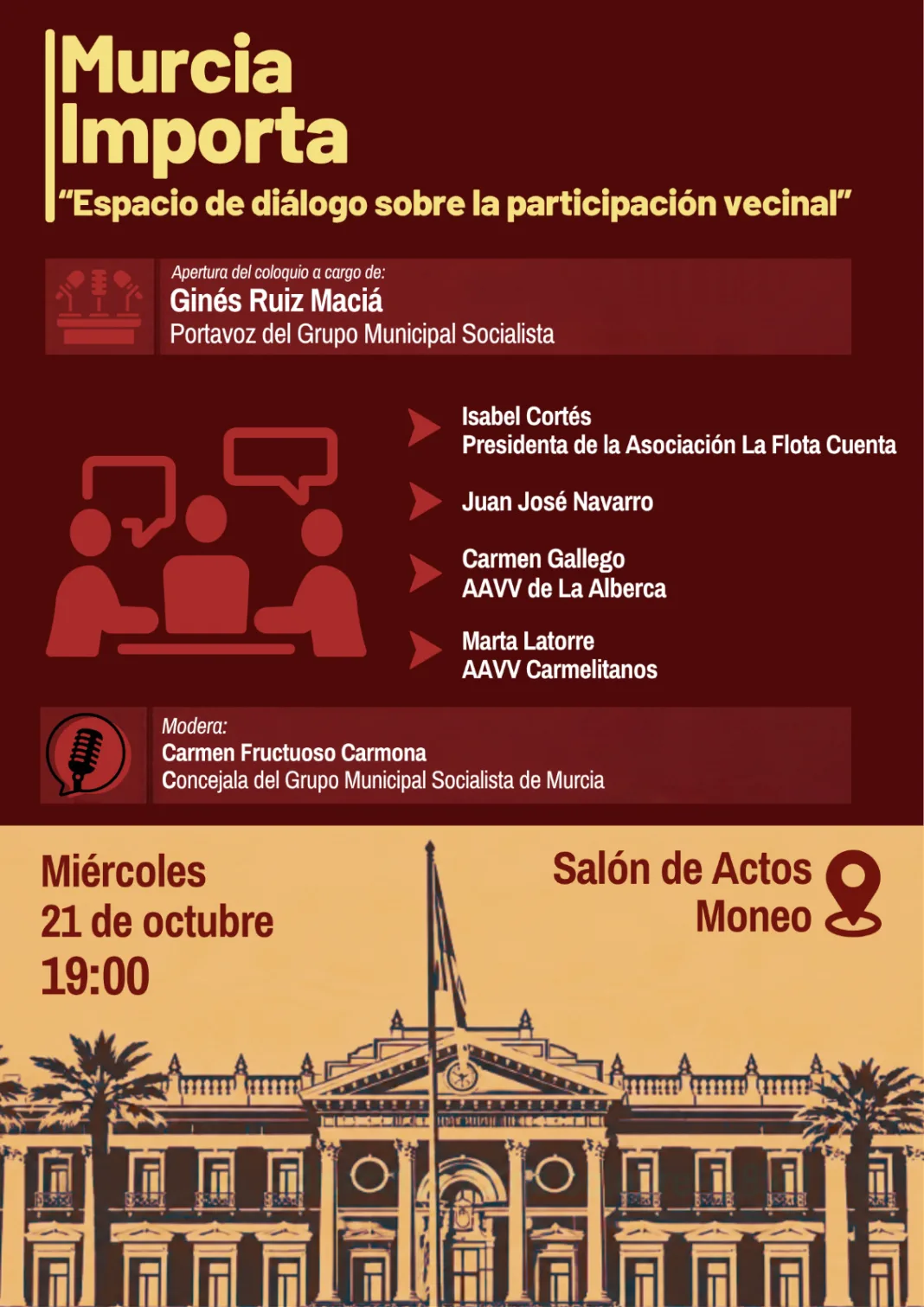 MURCIA IMPORTA Murcia Importa abre el debate sobre el peso de los vecinos en las decisiones municipales